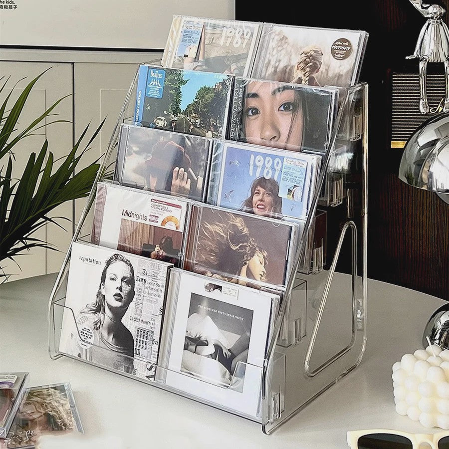 Transparant CD-rek & Opbergbox voor Vinylplaten en Mini Discs - Stijlvolle Collectie Display