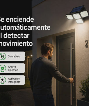 Solar LED Buitenlamp met Bewegingssensor - 4 Verstelbare Koppen, IP65 Waterdicht