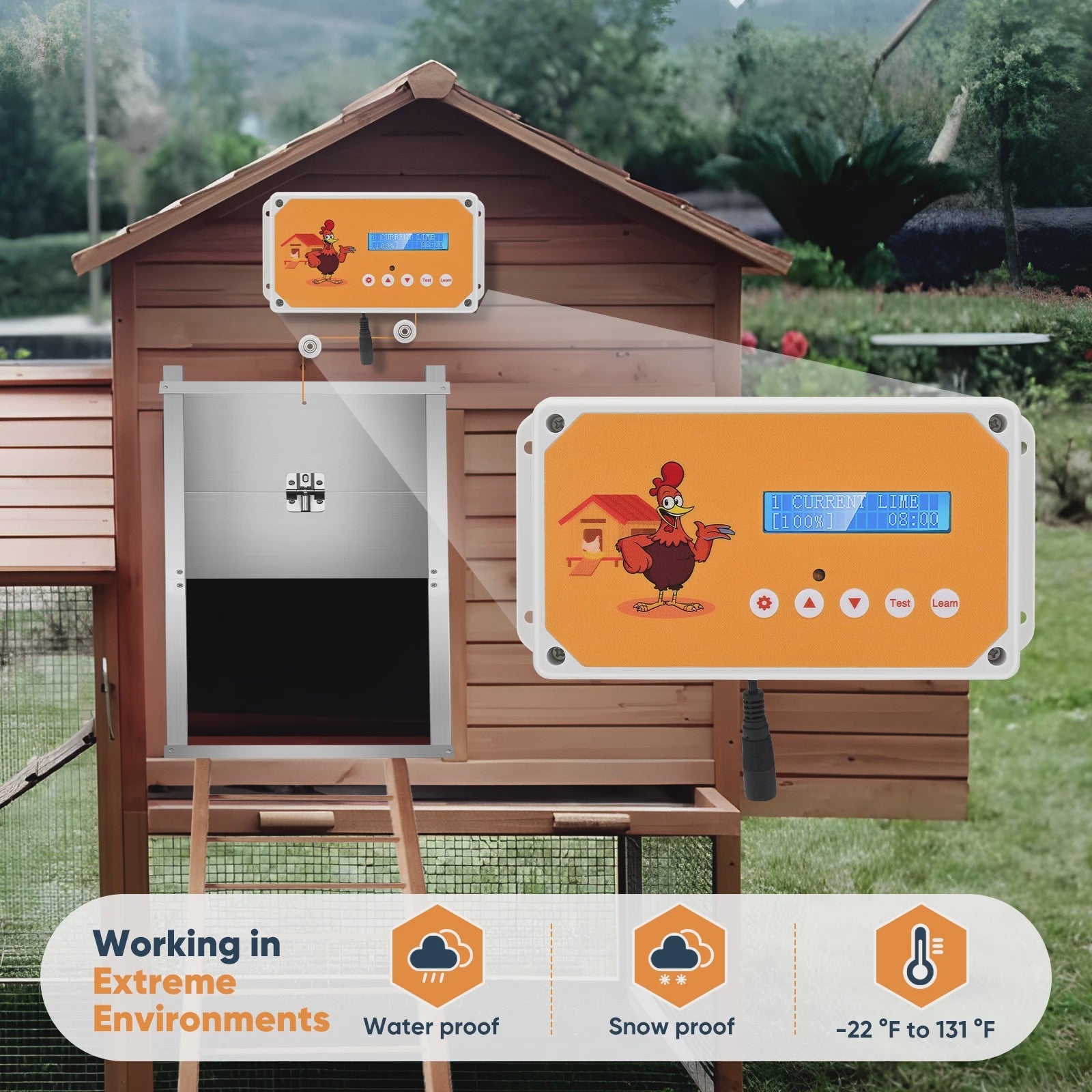 Automatic Chicken Door Control Box With Timer, Power or Battery Energy,Chicken Coop Door Box Traction Up to 4kg