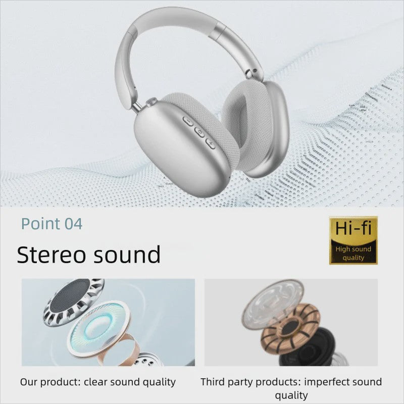 Draadloze Over-Ear Koptelefoon met HD Stereo Geluid, ENC en Ingebouwde Microfoon