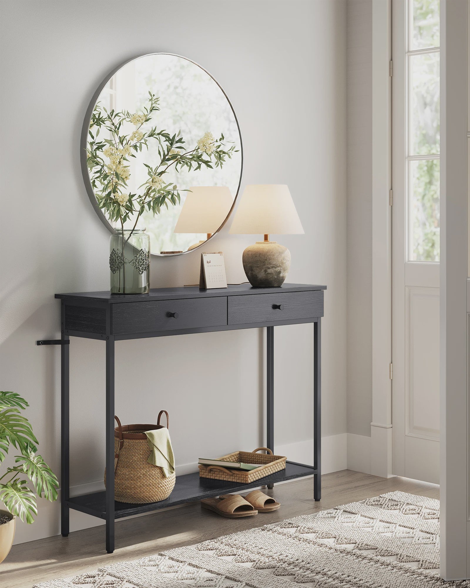 Stijlvolle Console Tafel met 2 Lades - Halmeubel, Bijzettafel of Sofa Tafel