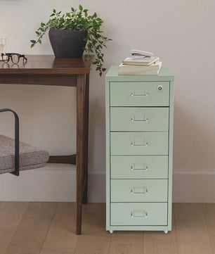 Stalen Archiefkast met Wielen en Slot - 5 Lades - 28x41x69cm