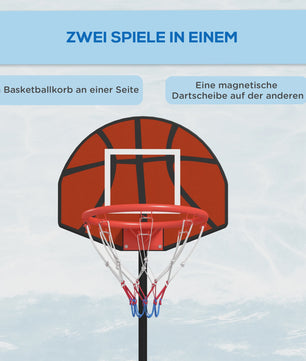 In hoogte verstelbare basketbalring met standaard en magnetisch dartbord - Indoor/Outdoor