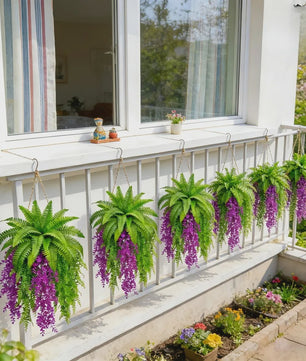 Kunstplant Boston Fern & Persische Violet met Klimop - Hangplant voor Groene Wand Decoratie