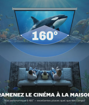 HOMCOM screen video projector 84 inches, 4:3 4K HD motorized and electric projection screen, tv and home cinema projection screen, wall mount or ceiling, order sign and remote control