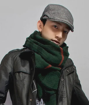 Herfst Winter Heren Flat Cap Wol Blend - Klassieke Baker Boy Pet met Visgraatpatroon