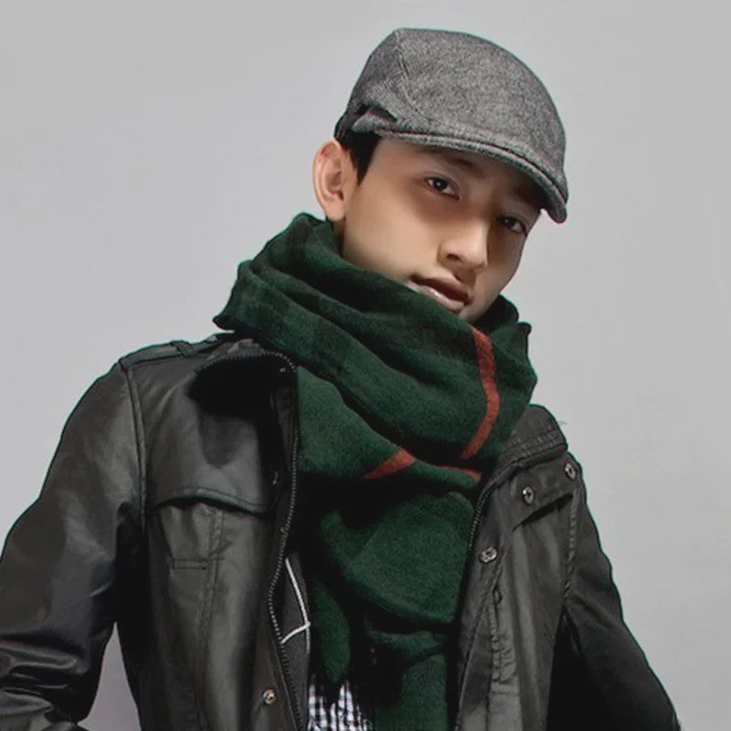 Herfst Winter Heren Flat Cap Wol Blend - Klassieke Baker Boy Pet met Visgraatpatroon