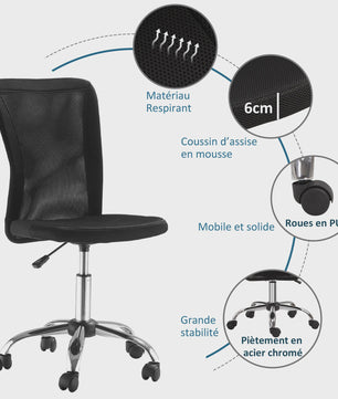 Ergonomische bureaustoel met mesh rugleuning en in hoogte verstelbaar, chroom onderstel