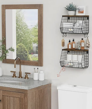 Set van 2 Opbergmanden met Deksel - Stijlvol en Praktisch voor Keuken, Kantoor & Badkamer