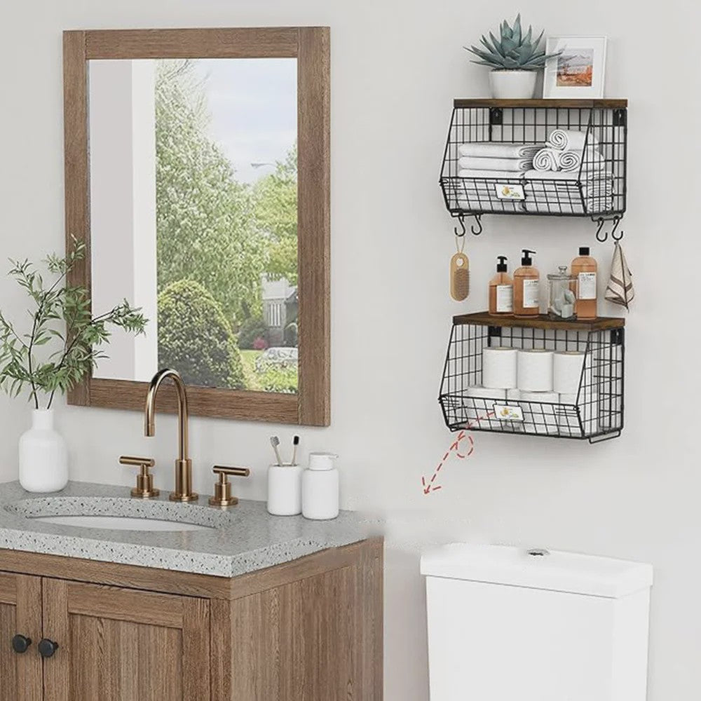 Set van 2 Opbergmanden met Deksel - Stijlvol en Praktisch voor Keuken, Kantoor & Badkamer