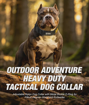 TSPRO Tactische Hondenhalsband Heavy Duty met Metalen Gesp - Verstelbaar voor Middelgrote tot Grote Honden