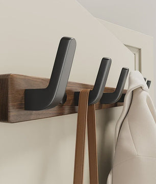 Houten Kapstok met Haken - Massief Walnoothout - Wandkapstok voor Jassen, Tassen & Sleutels