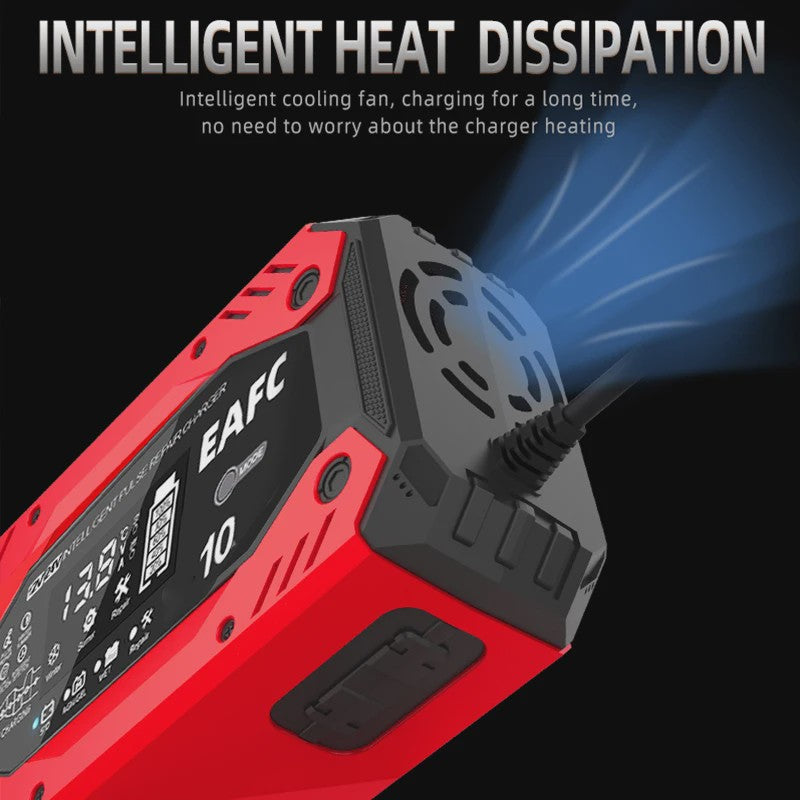Slimme Acculader 12V/24V met Pulsreparatie & LCD Display - Voor Auto & Motor