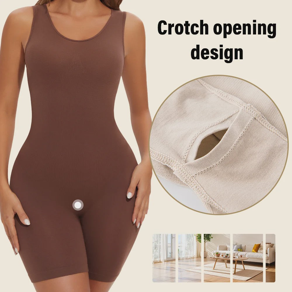 Naadloze Body Shaper Bodysuit met Brede Bandjes - Volledige Compressie & Dij Slimming