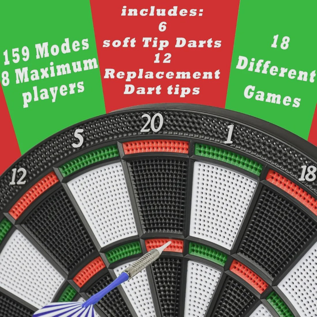 Elektronisch Dartbord met LED Display - 159 Spelmodi, Scoretelling, 6 Darts & Tips