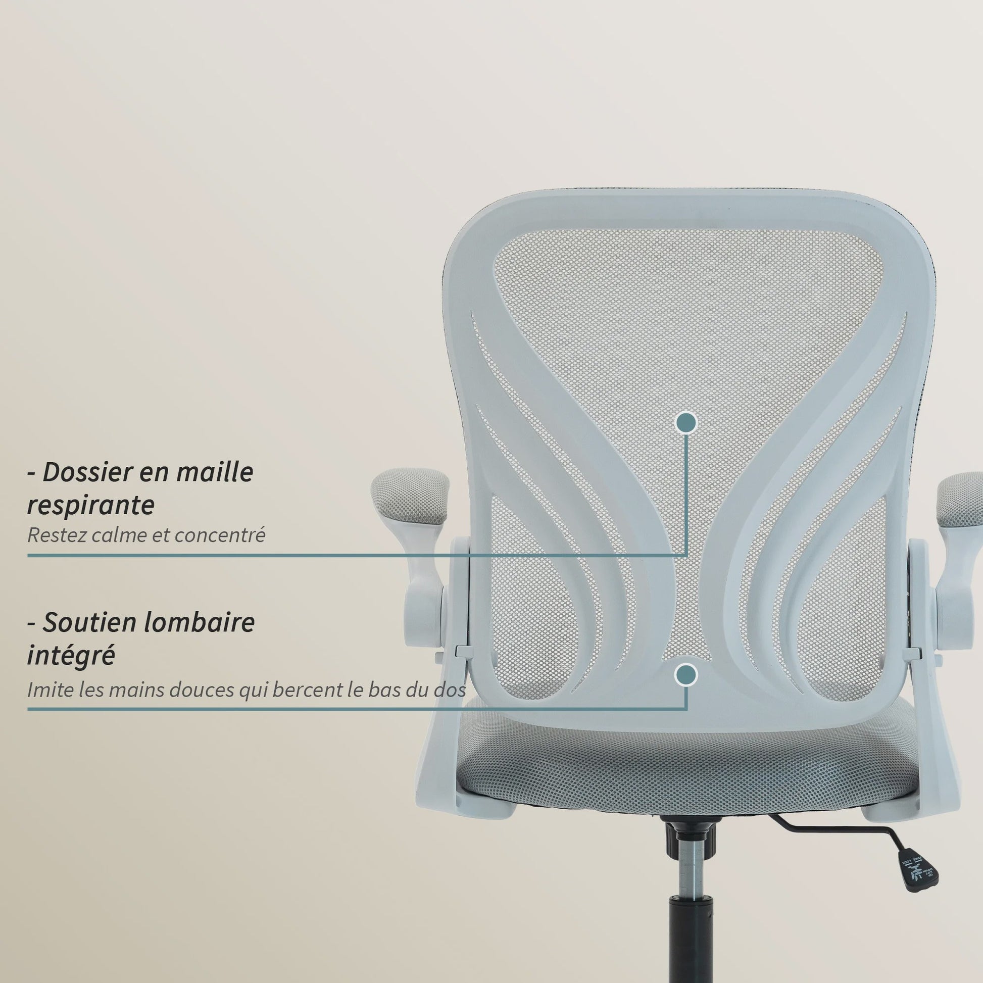Ergonomische bureaustoel met mesh rugleuning en opklapbare armleuningen