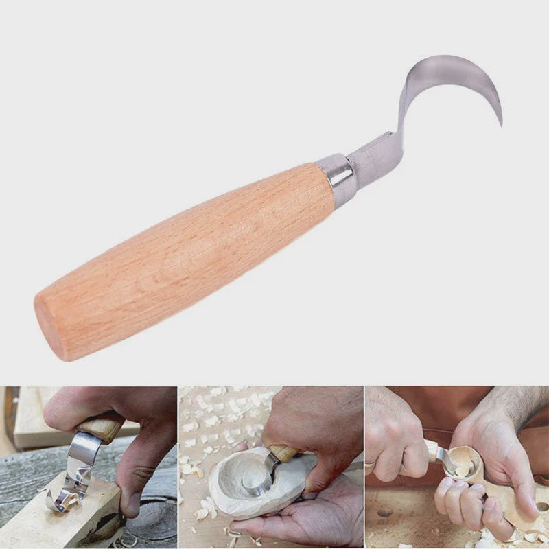 Houtsnijset: 2 Delig Gereedschap met Haakmes & Whittling Mes - Ergonomisch & Duurzaam