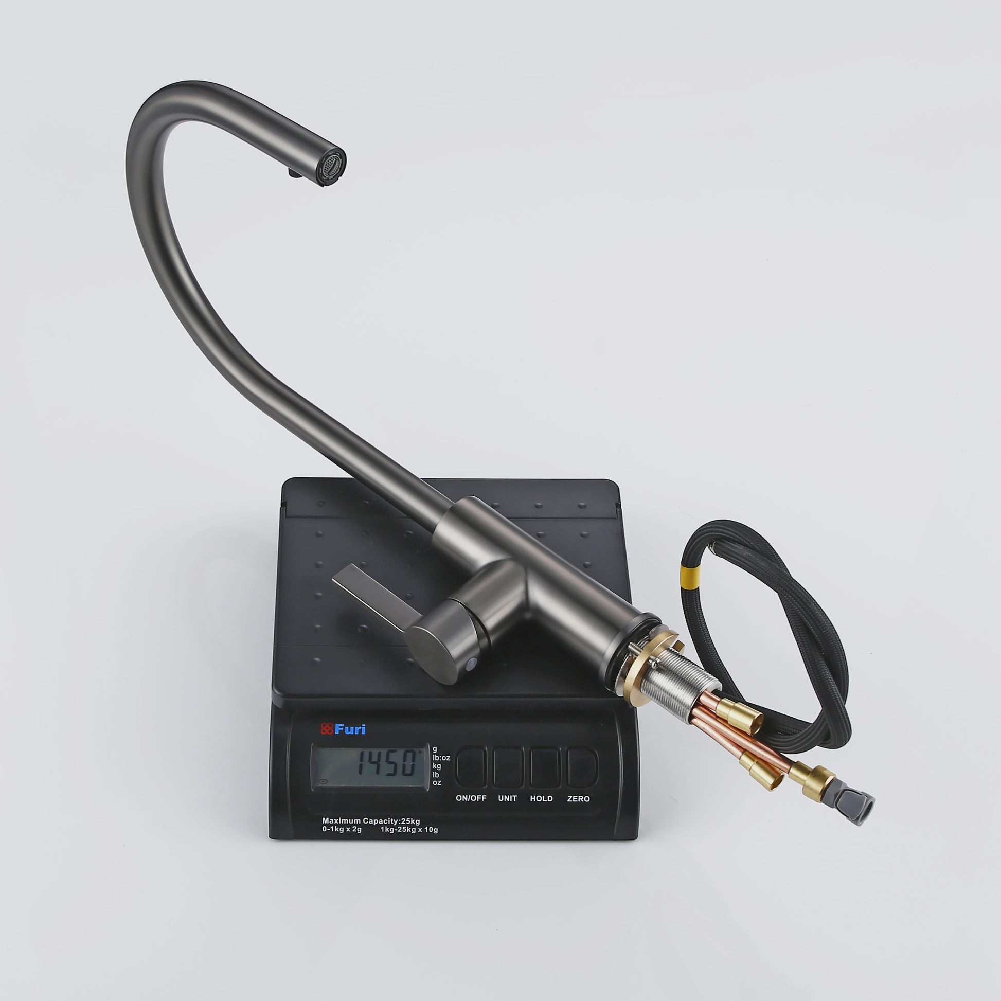 Keukenmengkraan Uittrekbaar - Geborsteld Gunmetal Mat Zwart - Warm & Koud Water