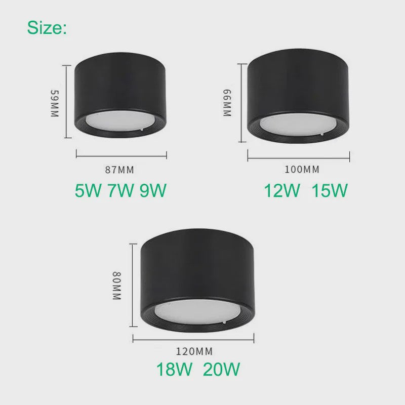 Moderne LED Plafondspot - Opbouw Downlight met 3 Kleurtemperaturen