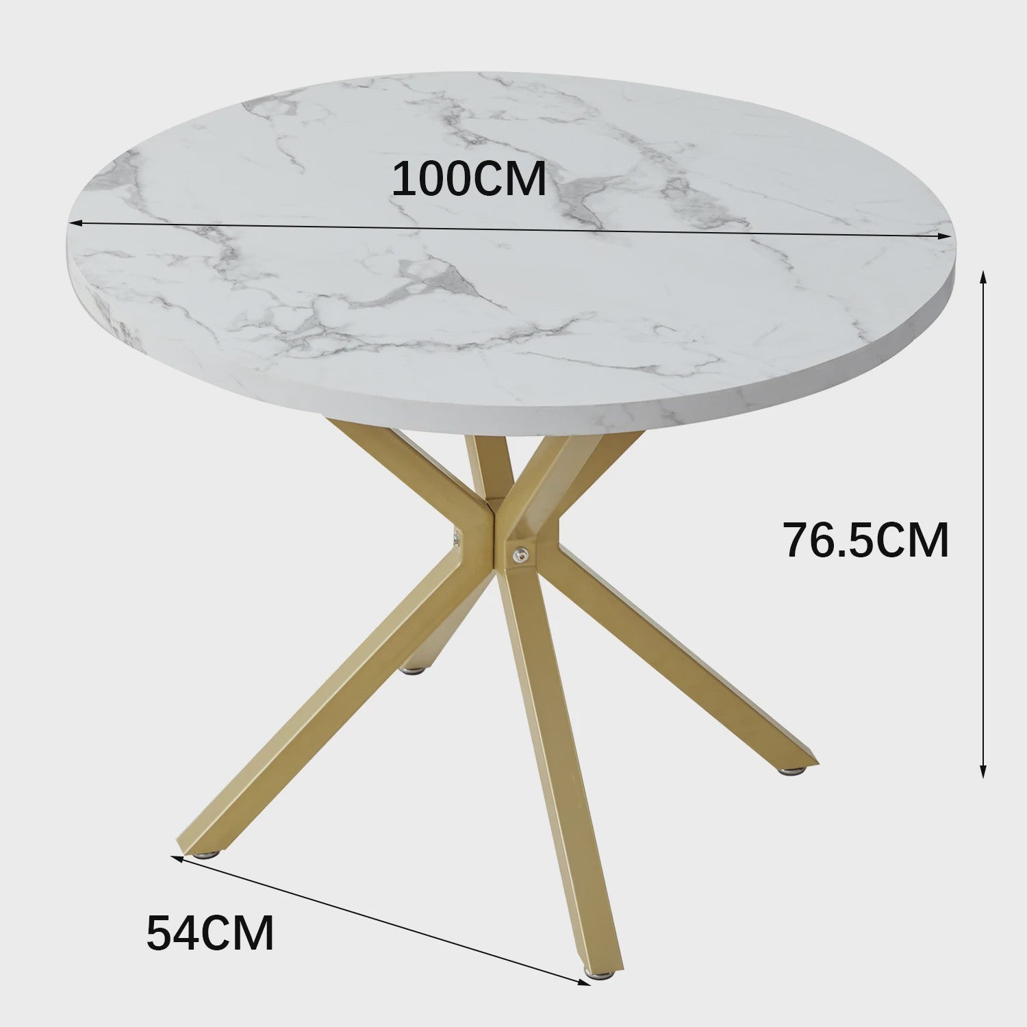 Moderne Ronde Eettafel 100cm met Marmerlook - Luxe en Stijlvol Design