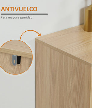 Modern Wit Dressoir met Natuurlijk Houtdetail - 120 cm Breed - Anti-Tip Functie