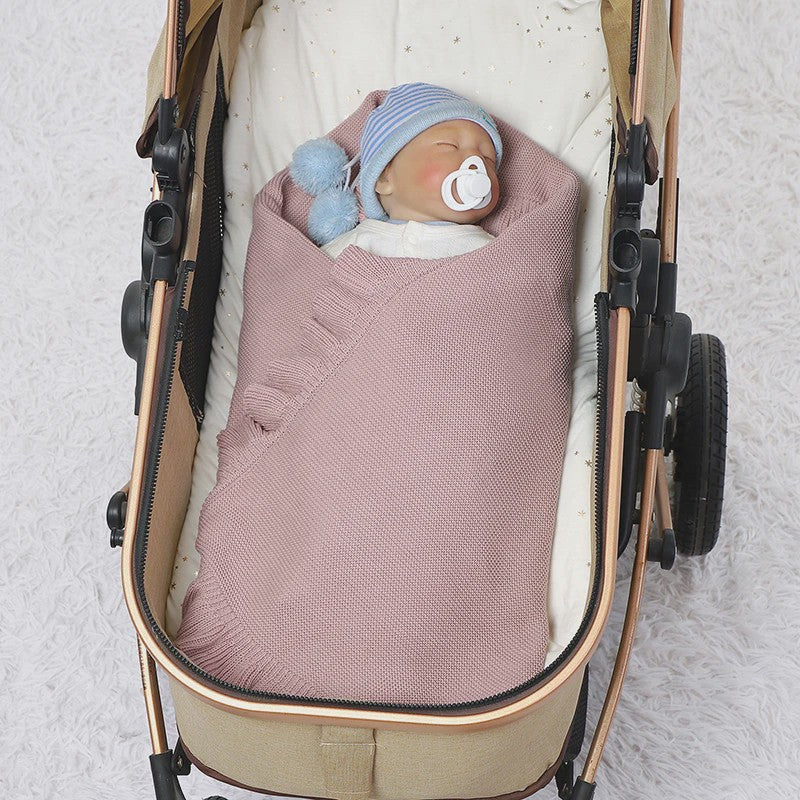 Zachte Gebreide Baby Deken 90x70cm - Wikkeldeken voor Kinderwagen, Ledikant & Reiswieg