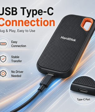 Compacte Externe SSD 1TB/2TB - Draagbare Opslag met USB 3.1 Type-C voor Laptop, MacOS & Telefoon