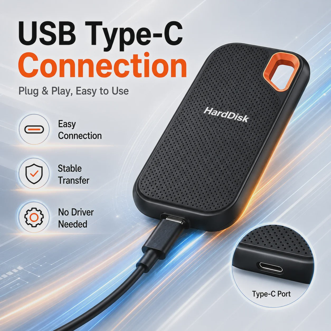 Compacte Externe SSD 1TB/2TB - Draagbare Opslag met USB 3.1 Type-C voor Laptop, MacOS & Telefoon