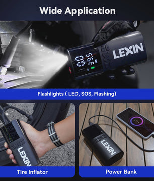 Lexin P4 Draagbare Smart Air Pump - 4000mAh Compressor voor Auto, Motor, Fiets met LED Digitaal Display