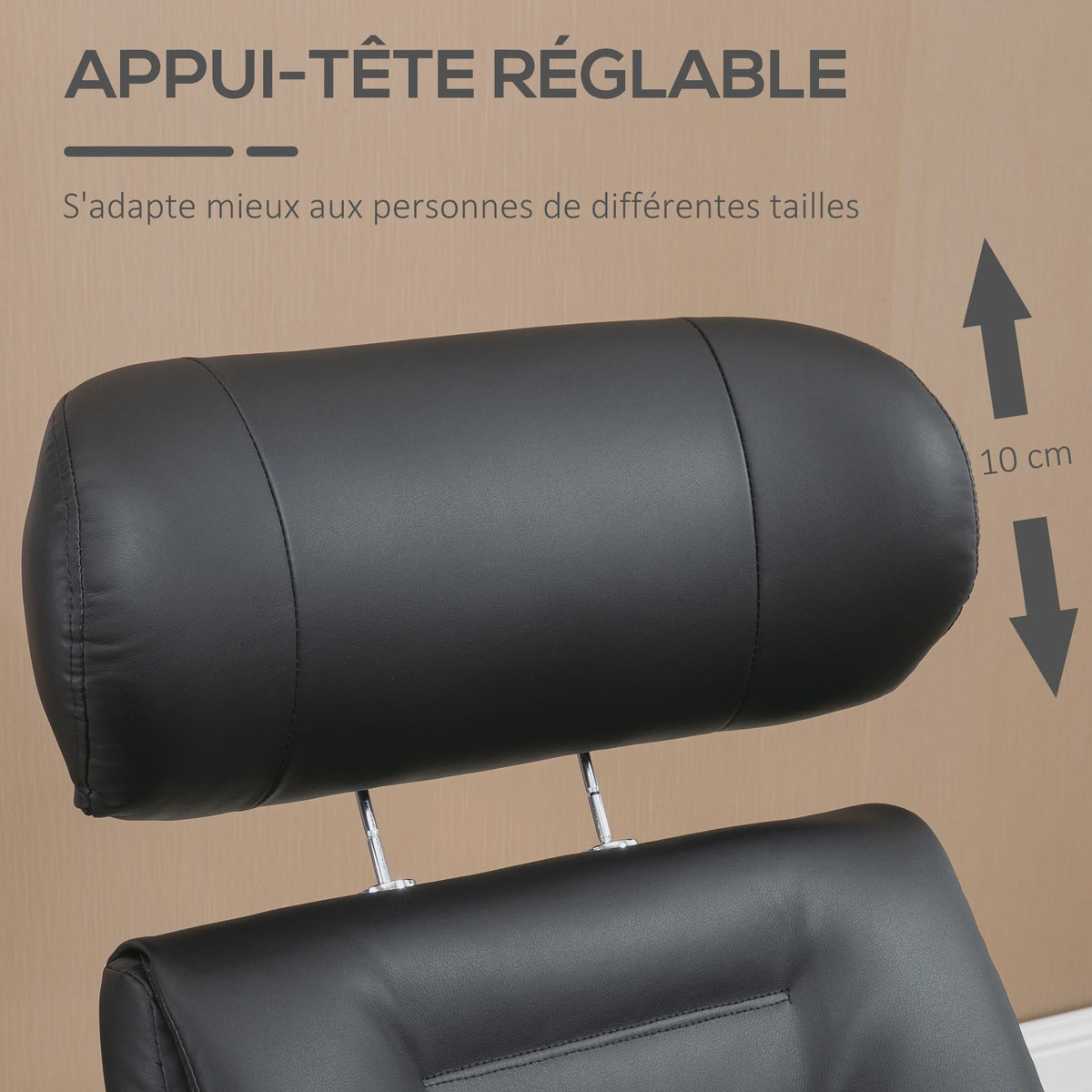 Luxe Relaxfauteuil met Voetenbank, Verstelbare Rugleuning en Hoofdsteun - Zwart