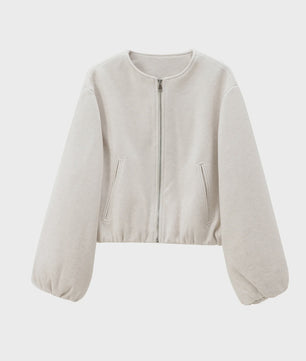 Dames Cropped Bomberjack met Rits - Zachte Stijlvolle Jas met Lange Mouwen