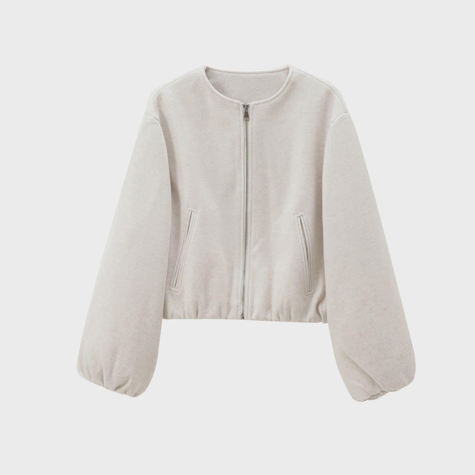 Dames Cropped Bomberjack met Rits - Zachte Stijlvolle Jas met Lange Mouwen