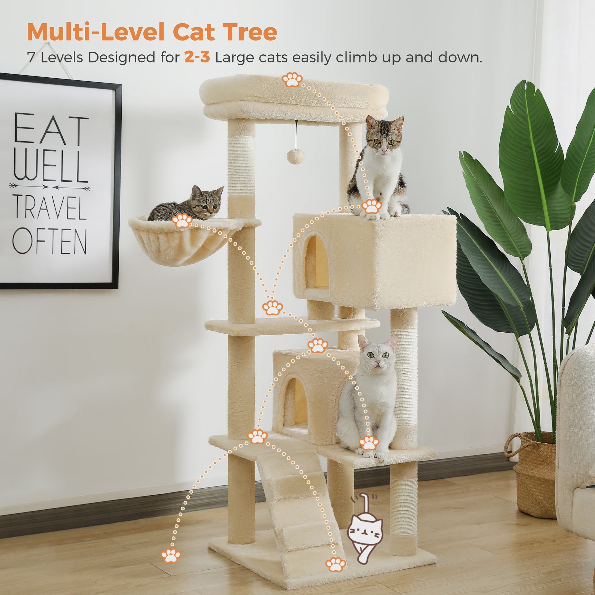 Luxe Kattenboom met Krabpalen, Hangmat en Knusse Condo - Grote Katten Toren