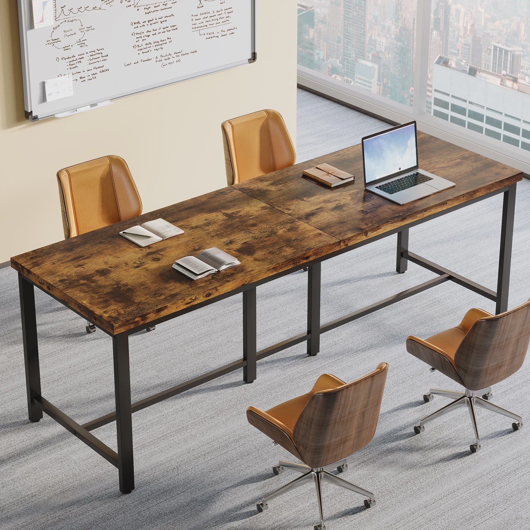 Extra Lange Bureau voor 2 Personen - 200 cm Breed Werkstation Bureau