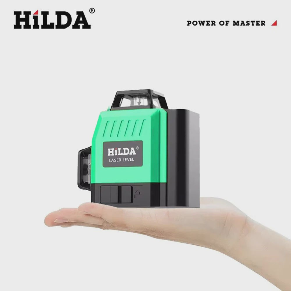 HILDA 3D Laserwaterpas met 12 Groene Lijnen - Zelfnivellerend & Draagbaar