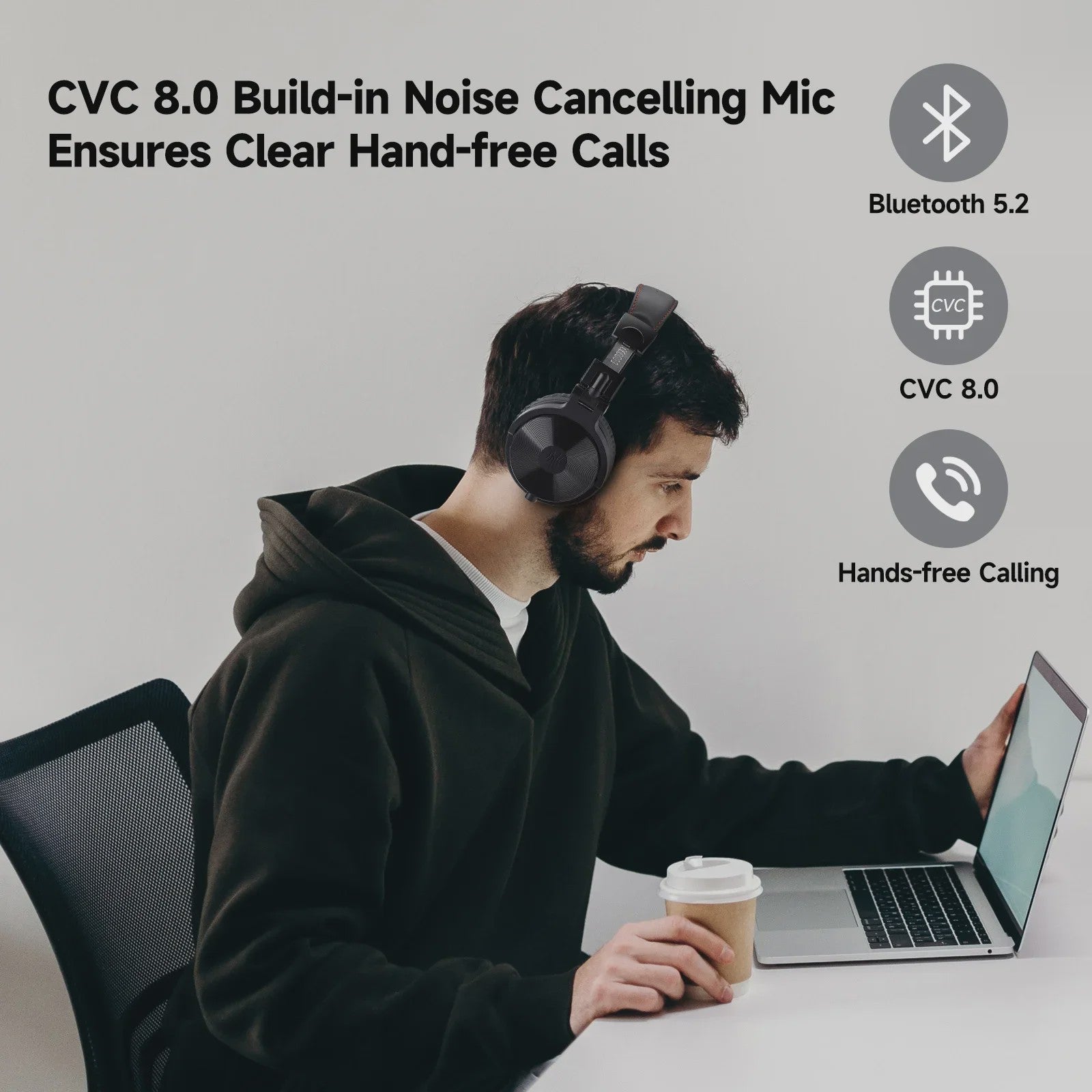 Oneodio Pro-C Draadloze Over-Ear Koptelefoon met Microfoon - 110 Uur Batterij, Hi-Res Audio & Bluetooth 5.2