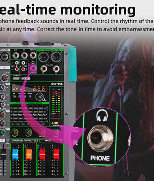 Depusheng PA Serie Audio Mixer Console: 6-16 Kanalen, USB, 48V Phantom Power & 256 DSP Effecten