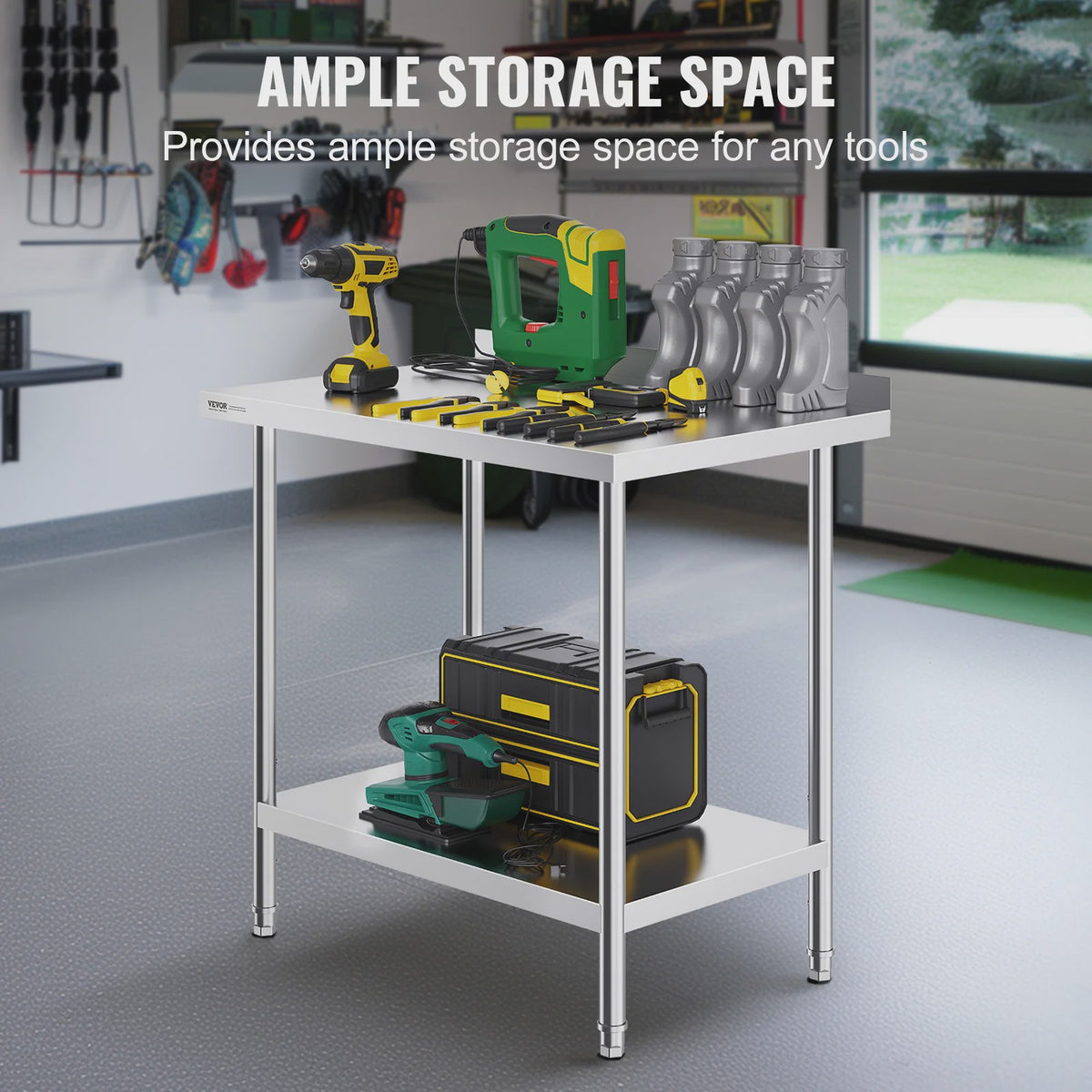 RVS Werktafel 24"x36" - Zwaar Uitvoering, Verstelbare Hoogte voor Keuken & Werkplaats