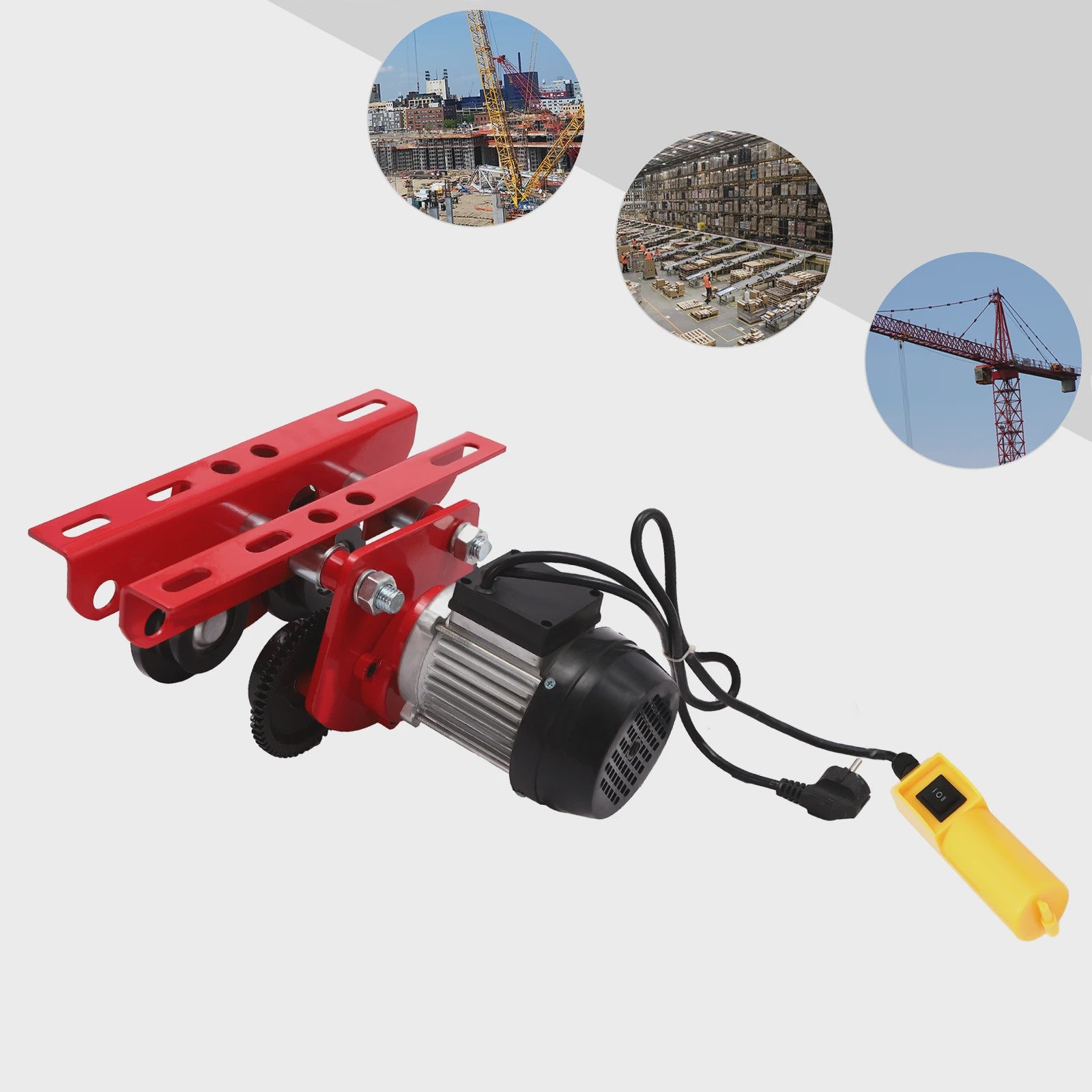 Elektrische Hijs Trolley 1 Ton - 370W Heavy Duty I-Balk Kraan voor Werkplaats & Magazijn