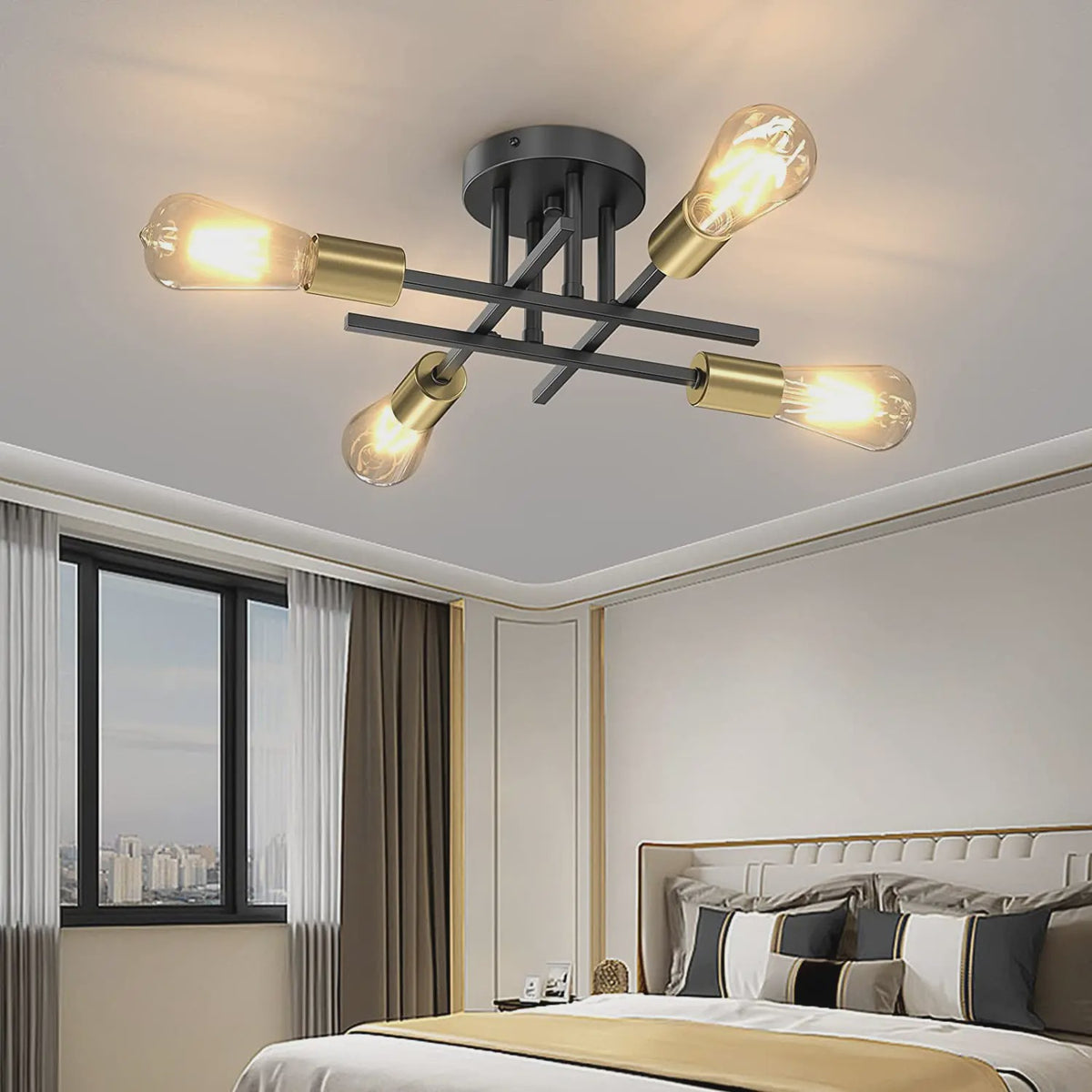 Moderne Sputnik Plafondlamp Chandelier Zwart - Stijlvol Dichtbij Plafond