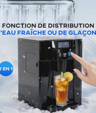 HOMCOM IJsmachine met Waterdispenser - 12kg/24u, 3L Tank, Verstelbare IJsblokjes, Zwart