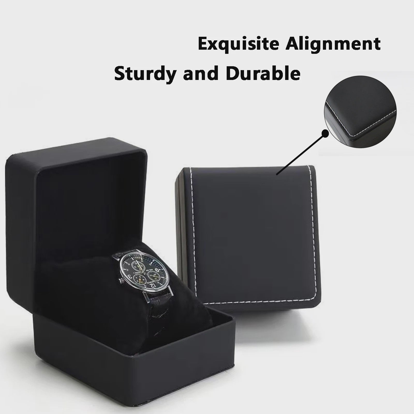 Stijlvolle Zwarte Horloge Cadeaubox - PU Leer, Inclusief Kussen - Perfect voor Mannen