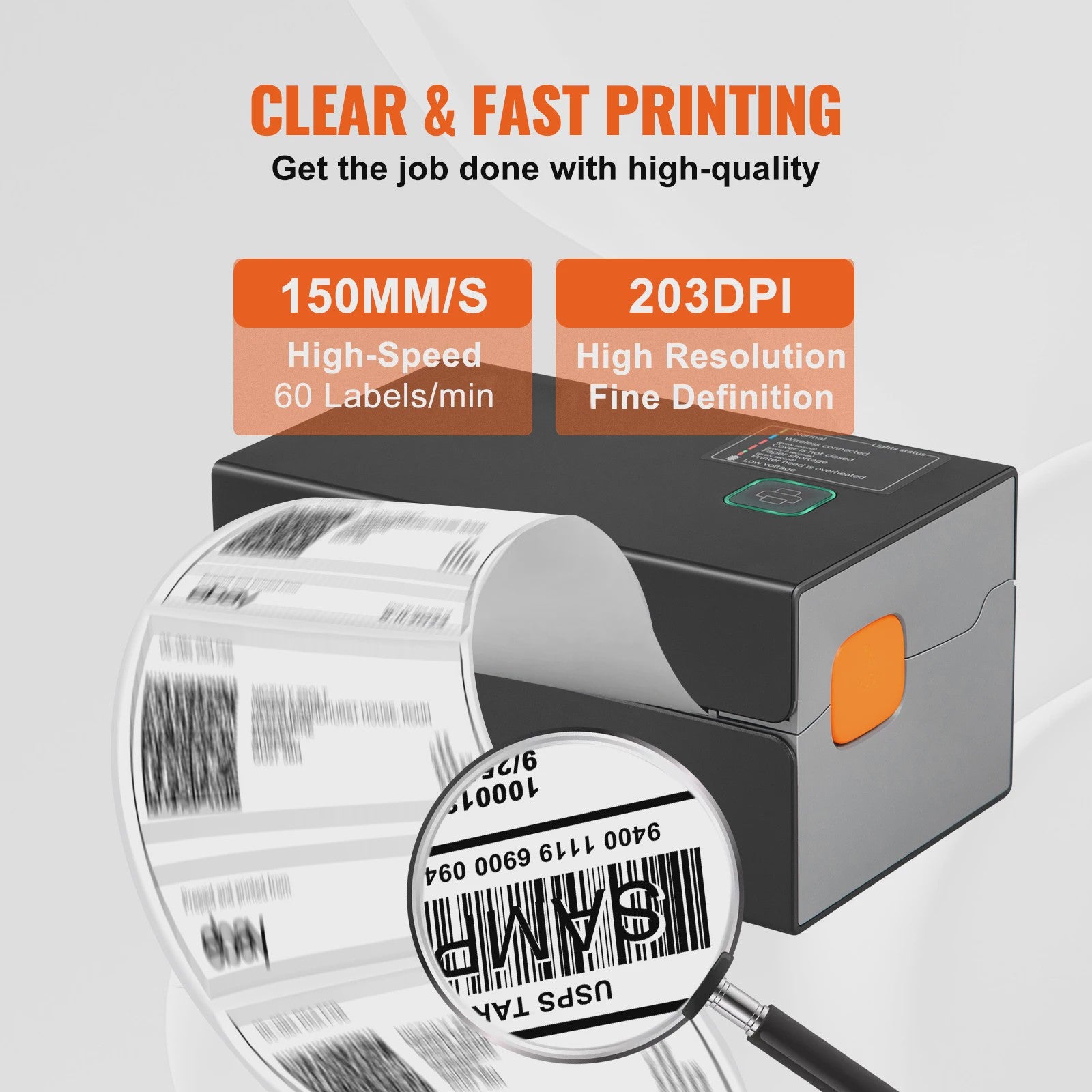SucceBuy Thermische Labelprinter 300DPI met Bluetooth & USB - Automatische Labelherkenning