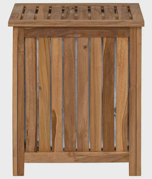 Natuurlijke Teak Houten Was Mand 50x35x60cm met Deksel - Badkamer Opbergmeubel
