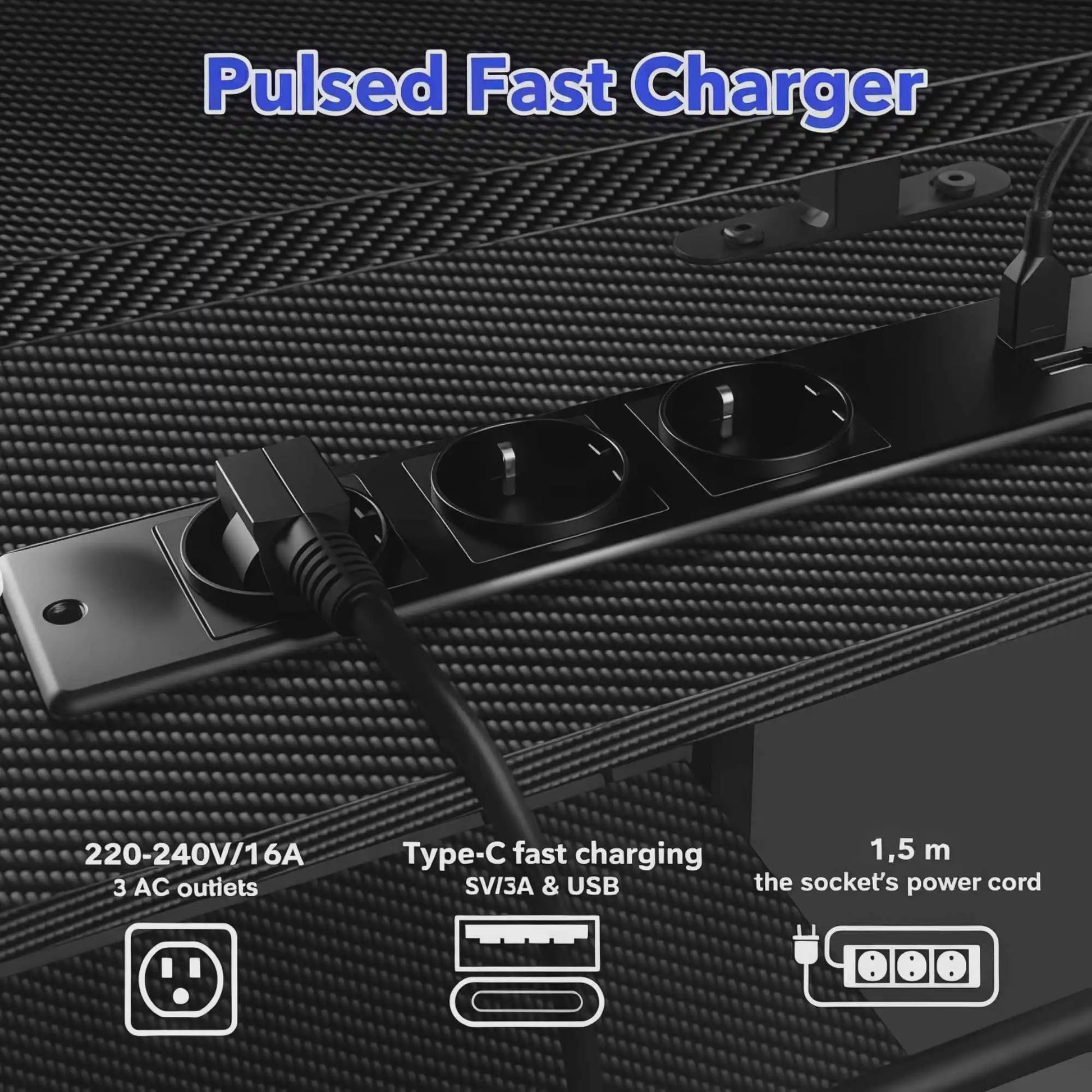 L-vormige Gaming Bureau met RGB LED Verlichting, Geïntegreerde Stopcontacten en 4 Verstelbare Planken