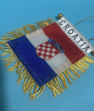 Mini Vlag Kroatië voor Auto - 8x12cm Polyester, Dubbelzijdig Bedrukt, Hangend