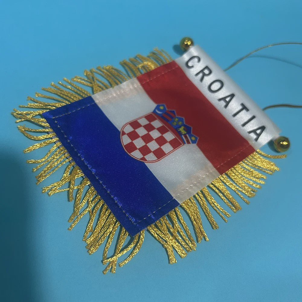 Mini Vlag Kroatië voor Auto - 8x12cm Polyester, Dubbelzijdig Bedrukt, Hangend