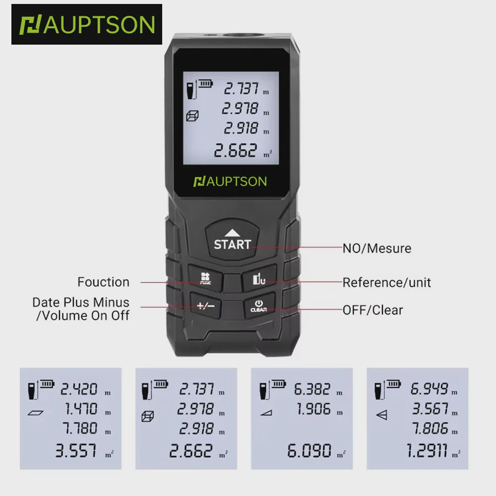 HAUPTSON Laser Afstandsmeter 70/100M - Precisie Meetinstrument voor Afstand, Oppervlakte & Volume