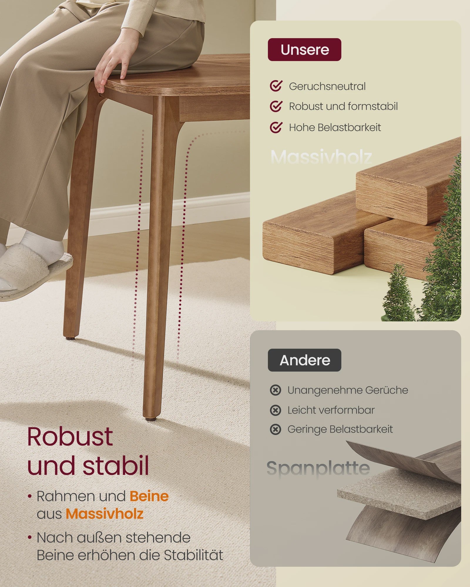 Uitschuifbare Eettafel voor 4-8 Personen - Houtkleurig - Verstelbaar tot 180 cm