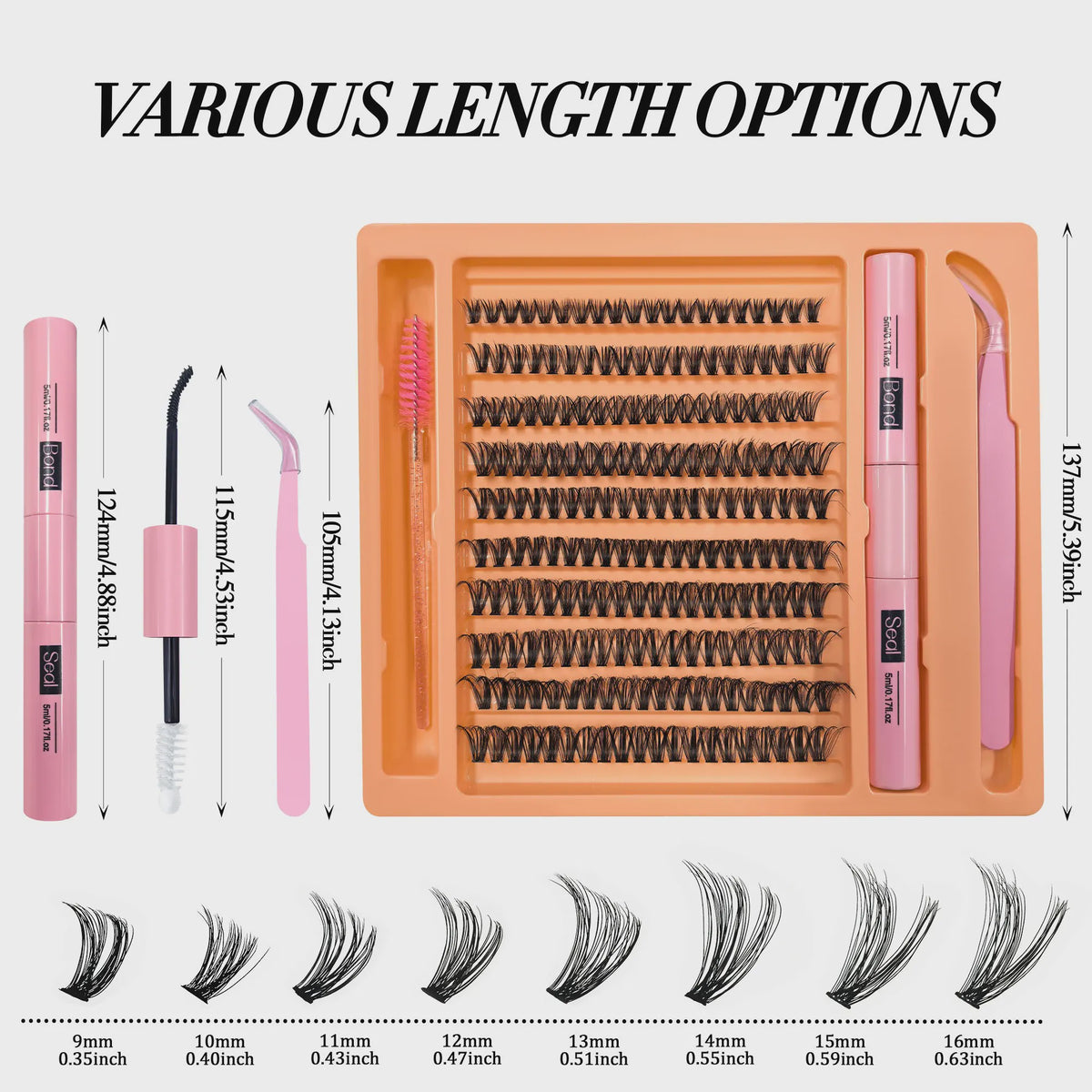 200x 4D Wimperextensions Clusters - Compleet met Lijm, Pincet & Borstel voor Natuurlijk Volume